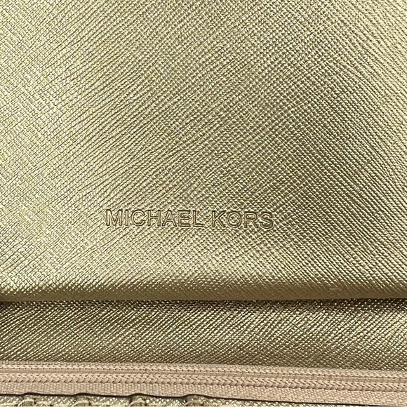 Michael Kors Jet Set Travel Glitter Pale Gold Phone Case Wristlet Wallet - Picture 7 of 12